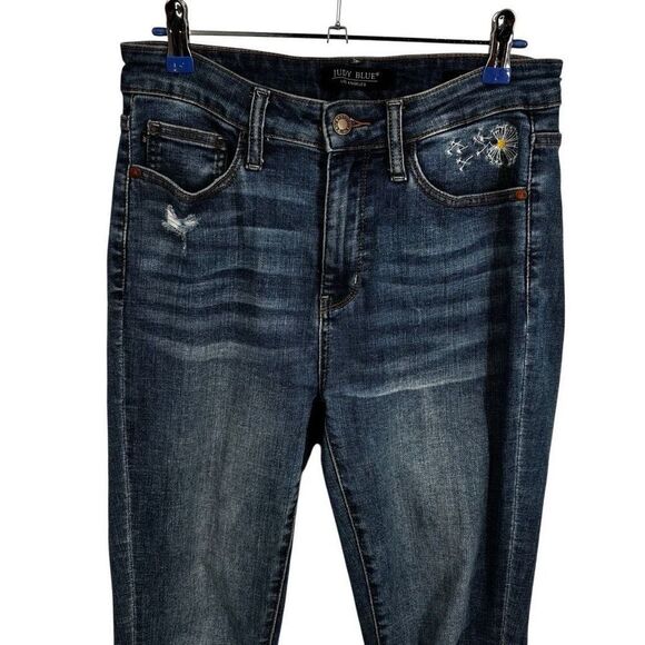 Judy Blue Dandelion In Your Pocket Embroidered Distressed Slim Fit Jeans 27/5 - Picture 3 of 11